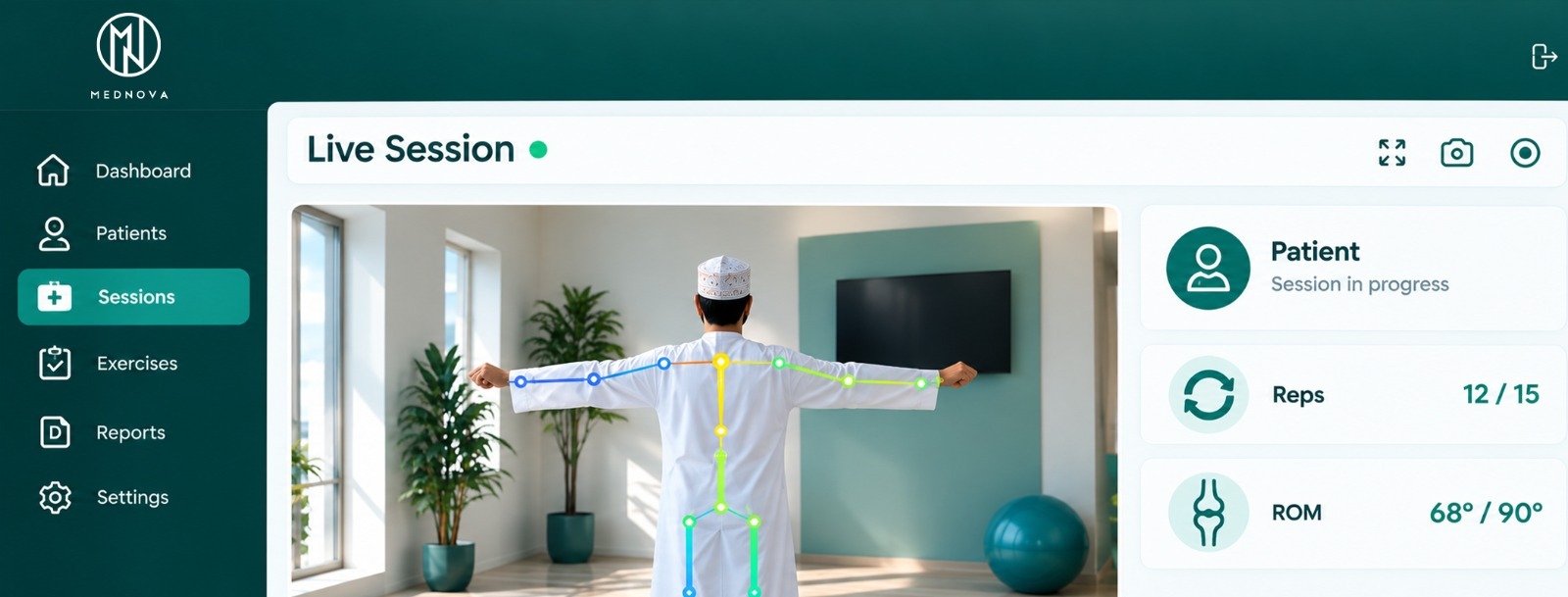 The live session screen showing movement tracking